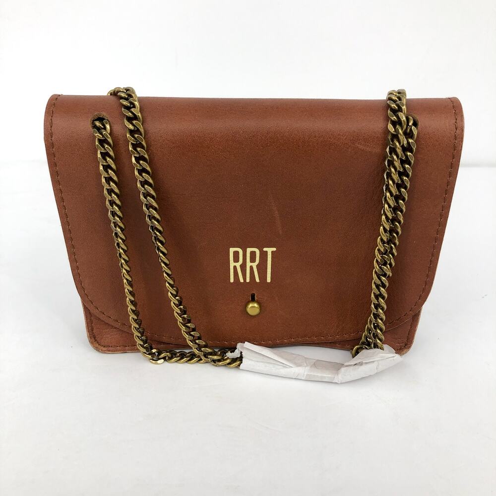 MADEWELL The Chain Crossbody Bag Tan Brown English Saddle Leather Monogram NWT - Picture 1 of 6